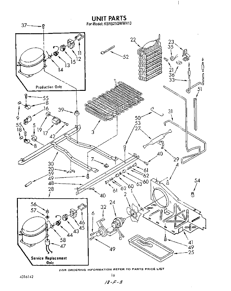UNIT Diagram and Parts List for KSRS25QWAL13  KitchenAid Refrigerator