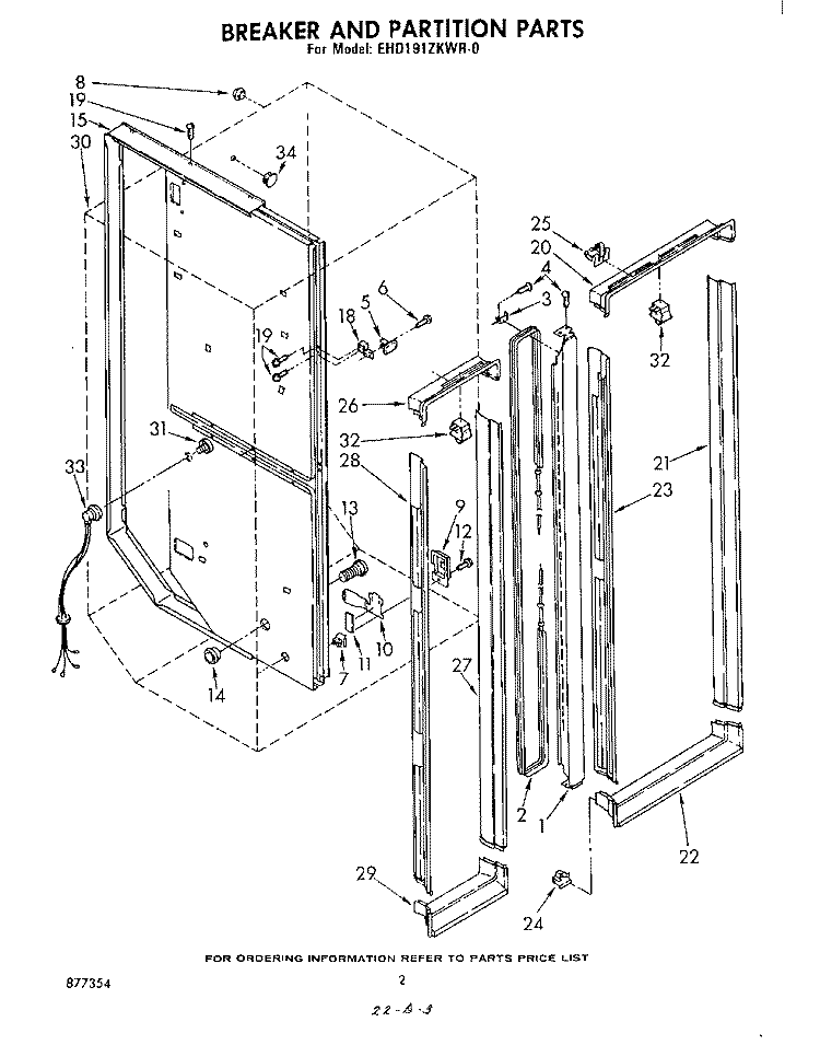 BREAKER AND PARTITION Diagram and Parts List for EHD191ZKWR0  Whirlpool Refrigerator