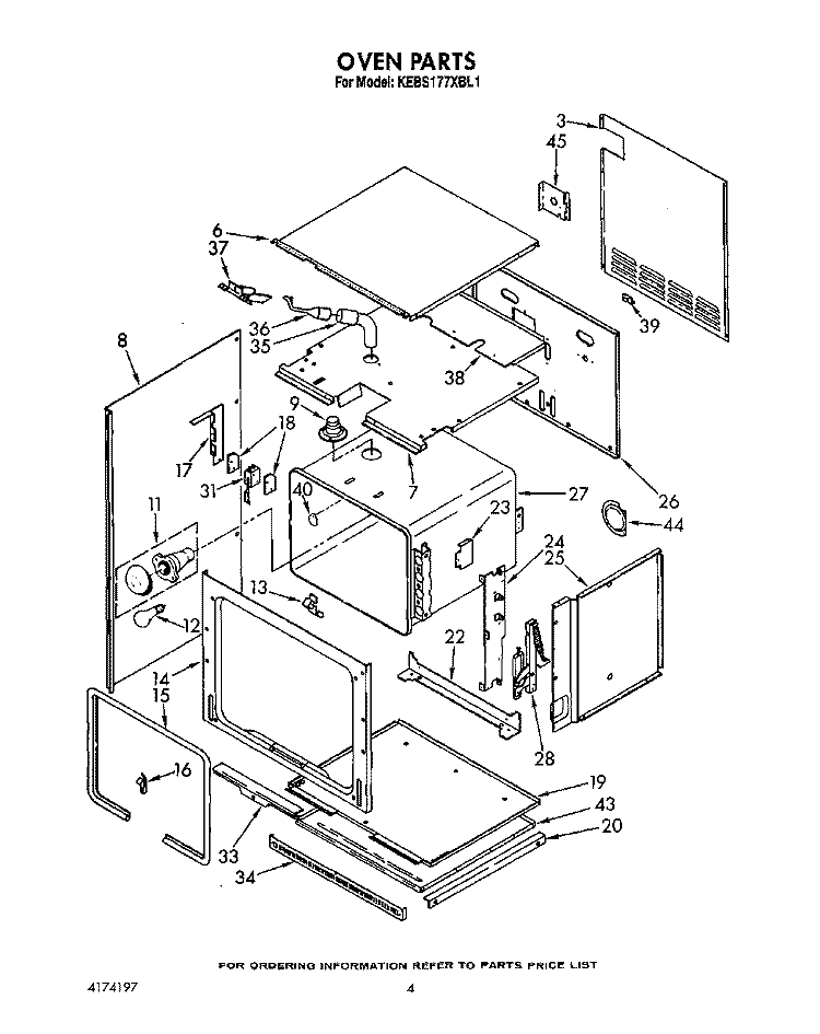 OVEN Diagram and Parts List for KEBS177XBL1  KitchenAid Wall Oven