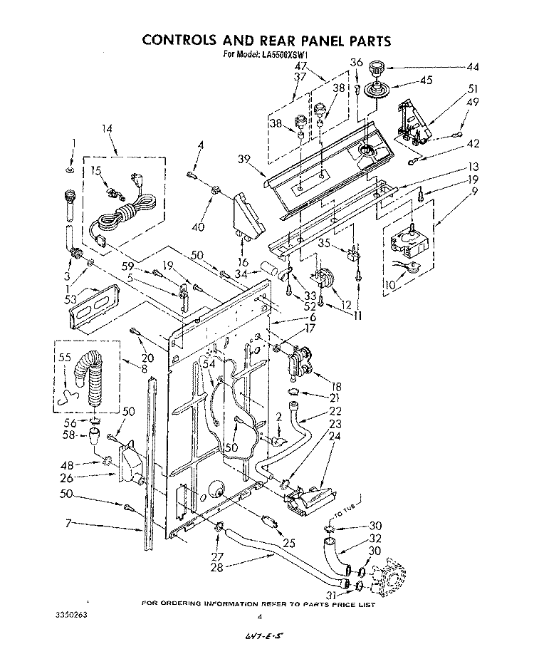 CONTROLS AND REAR PANEL Diagram and Parts List for LA5500XSW1  Whirlpool Washer
