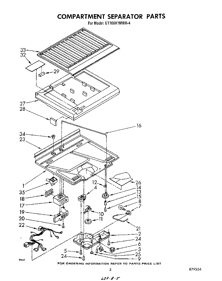 COMPARTMENT SEPARATOR Diagram and Parts List for ET16XK1MWR4  Whirlpool Refrigerator
