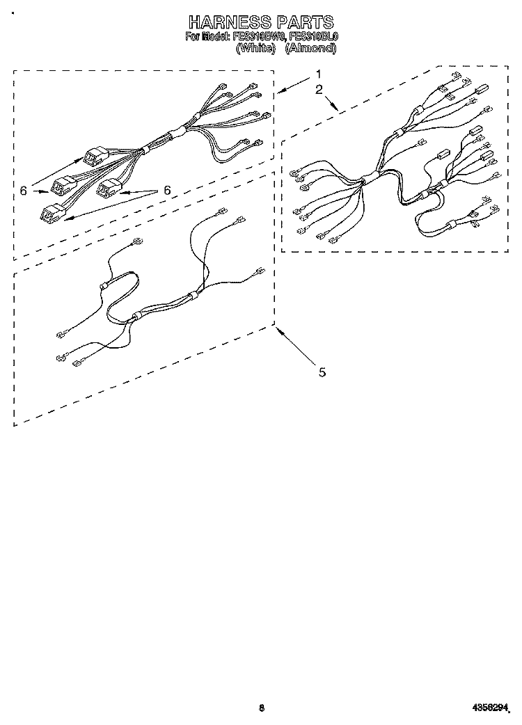 HARNESS, LIT/OPTIONAL Diagram and Parts List for FES310BL0  Roper Range