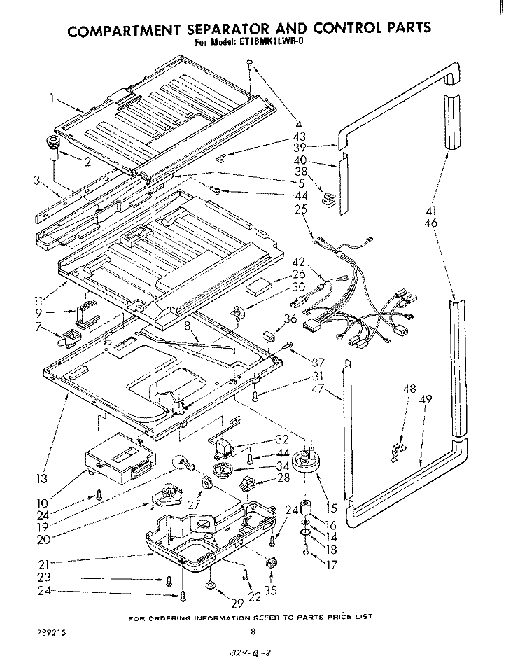 COMPARTMENT, SEPARATOR, AND CONTROL Diagram and Parts List for ET18MK1LWR0  Whirlpool Refrigerator