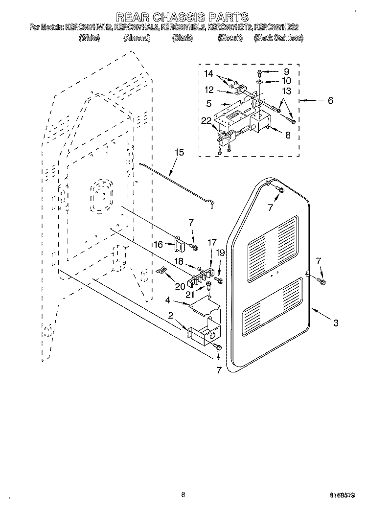 REAR CHASSIS Diagram and Parts List for KERC507HAL2  KitchenAid Range