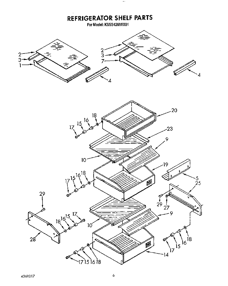REFRIGERATOR SHELF Diagram and Parts List for KSSS42MWX01  KitchenAid Refrigerator