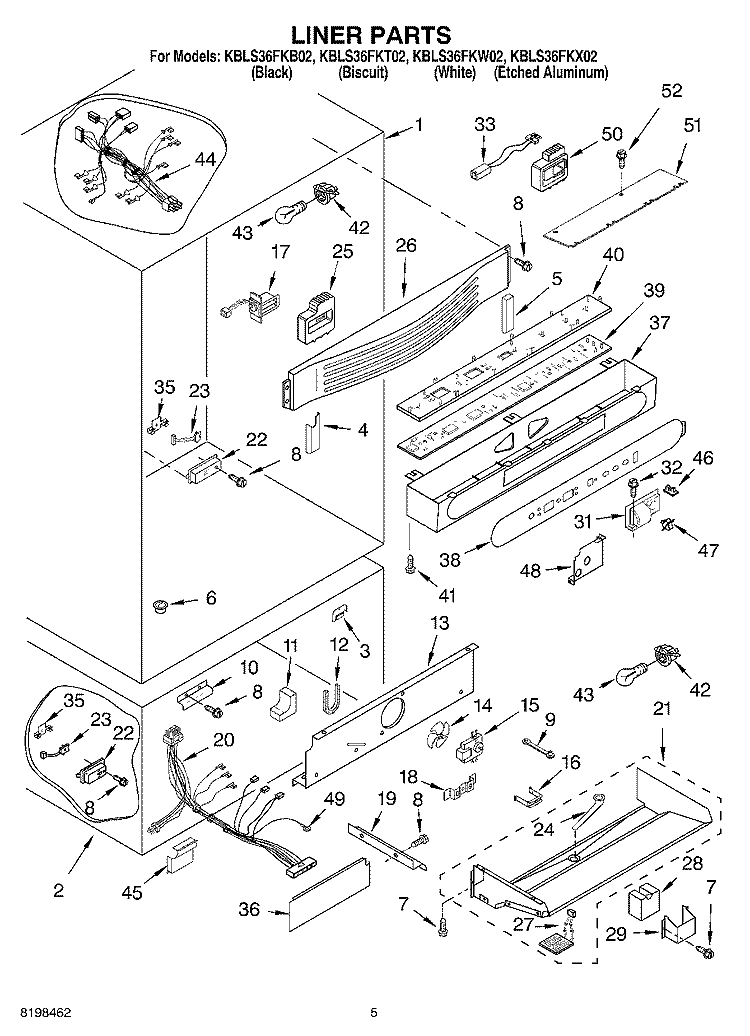 LINER PARTS Diagram and Parts List for KBLS36FKB02  KitchenAid Refrigerator
