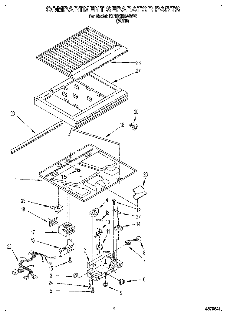 COMPARTMENT SEPARATOR Diagram and Parts List for ET18SKRAW02  Whirlpool Refrigerator