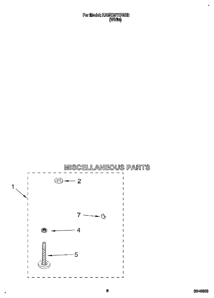 MISCELLANEOUS Diagram and Parts List for KAWE577BWH1  KitchenAid Washer
