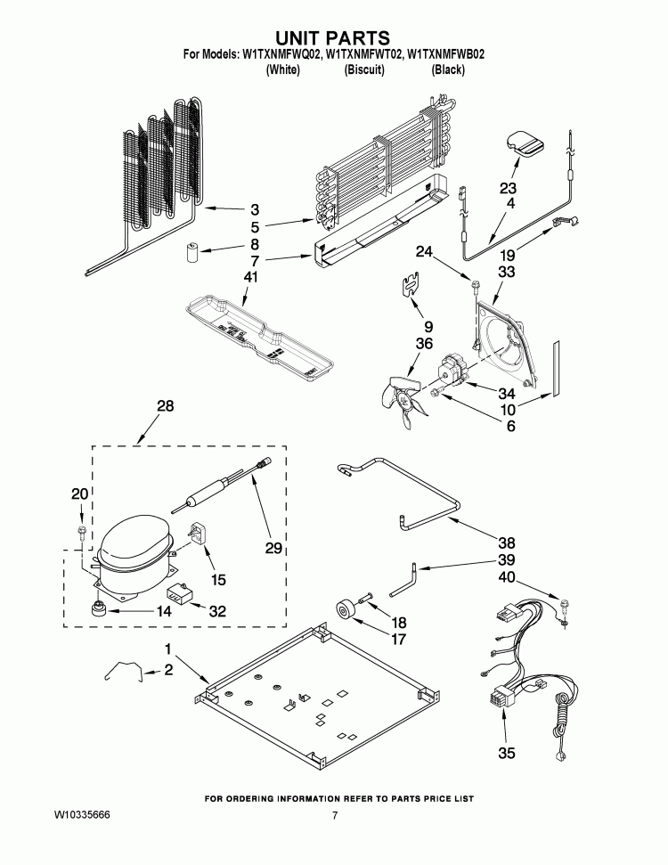 UNIT PARTS Diagram and Parts List for W1TXNMFWB02  Whirlpool Refrigerator