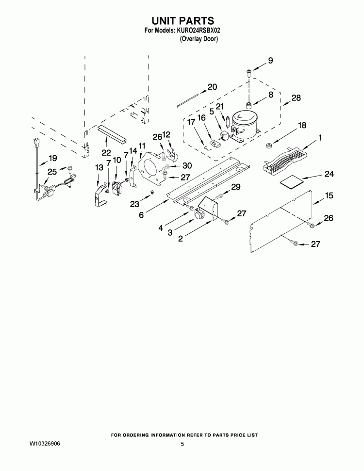UNIT PARTS Diagram and Parts List for KURO24RSBX02  KitchenAid Refrigerator