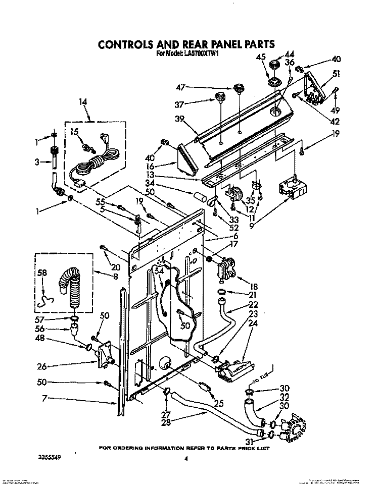 CONTROLS AND REAR PANEL Diagram and Parts List for LA5700XTN1  Whirlpool Washer