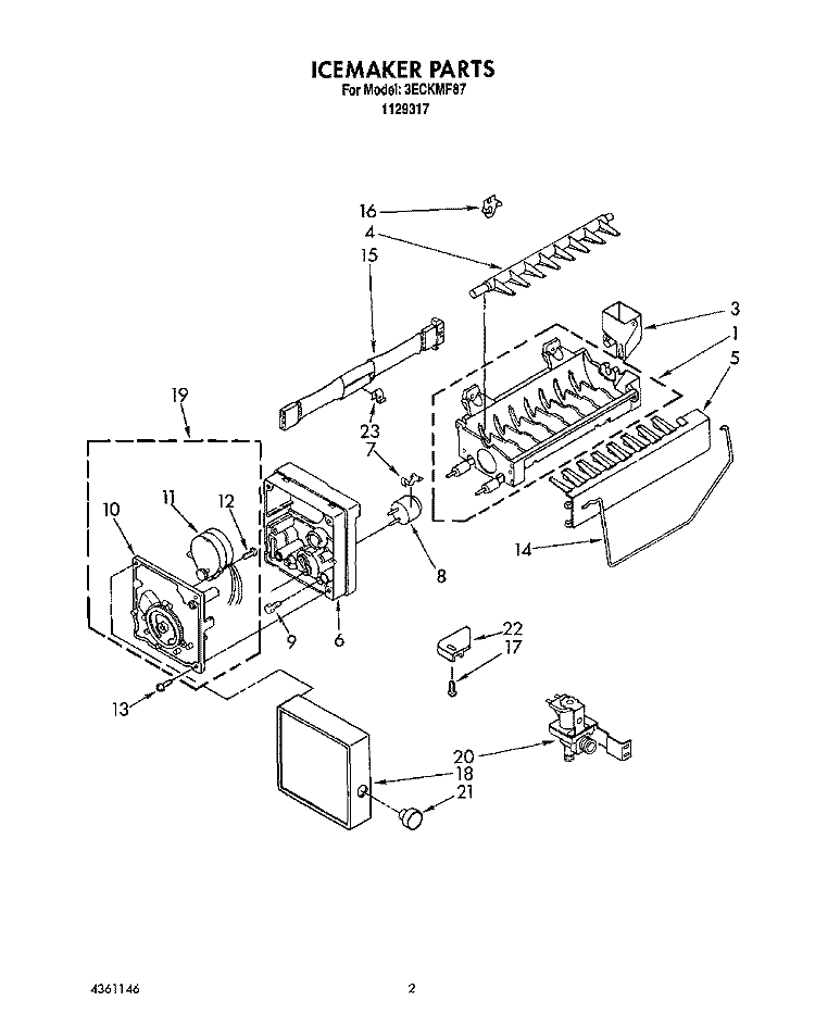 SECTION Diagram and Parts List for 3ECKMF87  Whirlpool Ice Maker