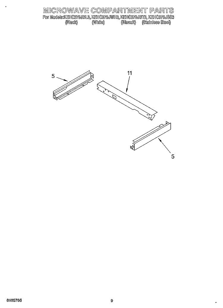 MICROWAVE COMPARTMENT Diagram and Parts List for KEHC379JBL3  KitchenAid Microwave Oven Combo
