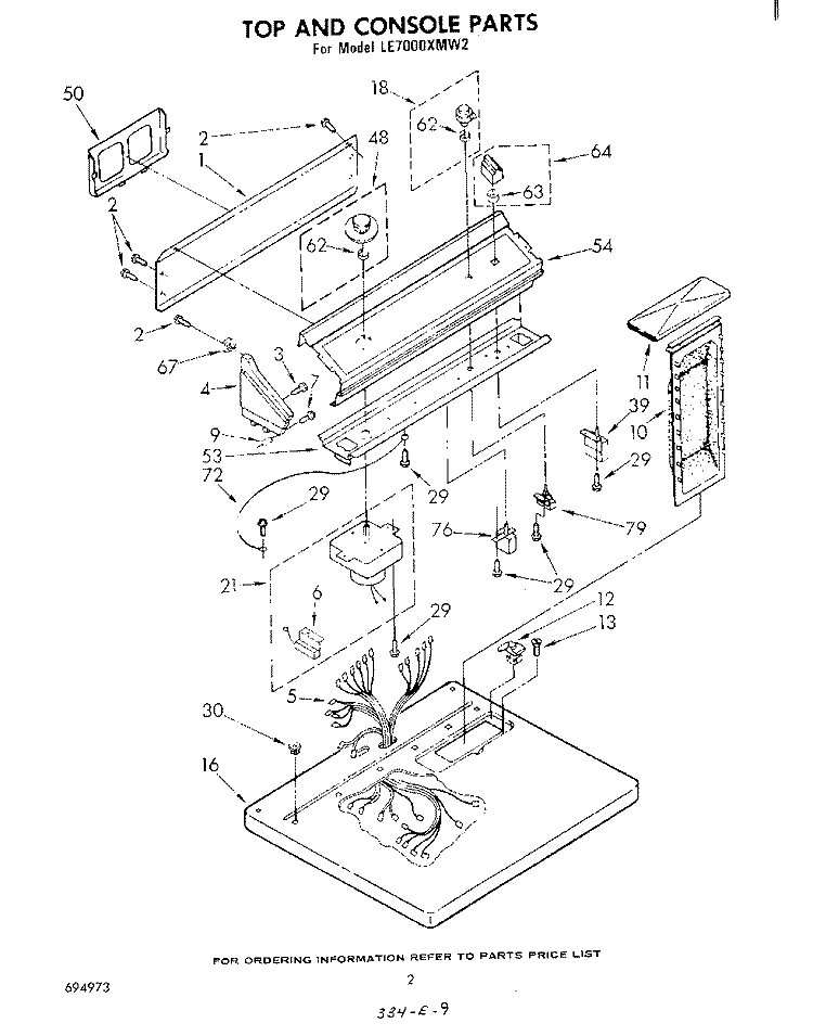 SECTION Diagram and Parts List for LE7000XMW2  Whirlpool Dryer