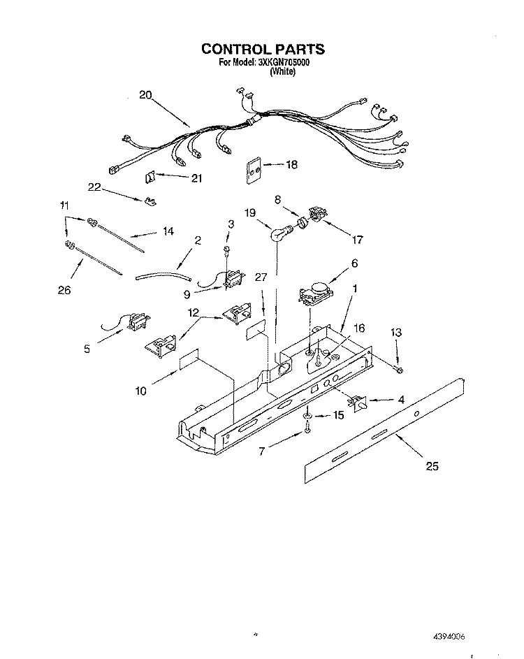 CONTROL Diagram and Parts List for 3XKGN705000  Whirlpool Refrigerator
