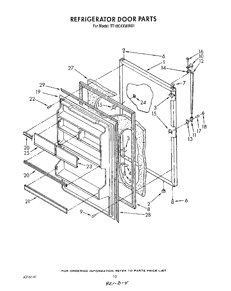 REFRIGERATOR DOOR , NOT ILLUSTRATED Diagram and Parts List for TT18CKXWN01  Whirlpool Refrigerator