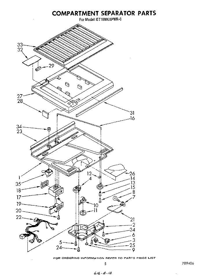 COMPARTMENT SEPARATOR Diagram and Parts List for ET18MKXPWR0  Whirlpool Refrigerator