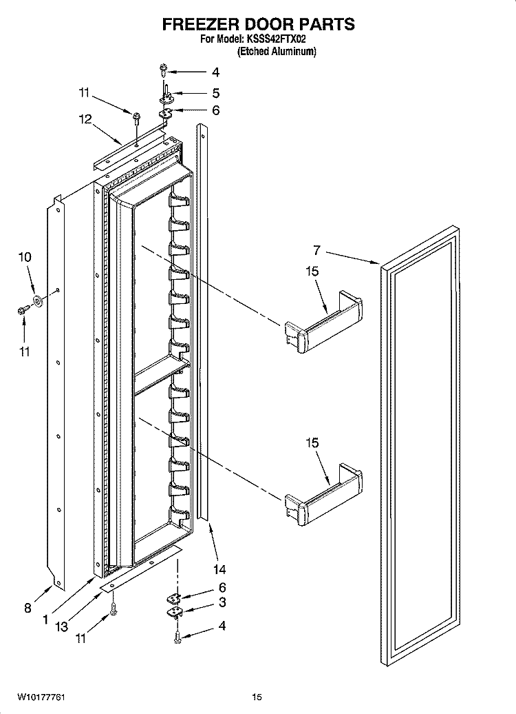 FREEZER DOOR PARTS Diagram and Parts List for KSSS42FTX02  KitchenAid Refrigerator