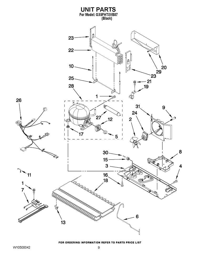 UNIT PARTS Diagram and Parts List for GX5FHTXVB07  Whirlpool Refrigerator