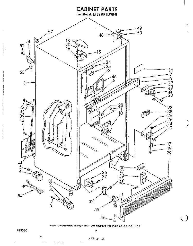 CABINET Diagram and Parts List for ET22MK1LWR0  Whirlpool Refrigerator