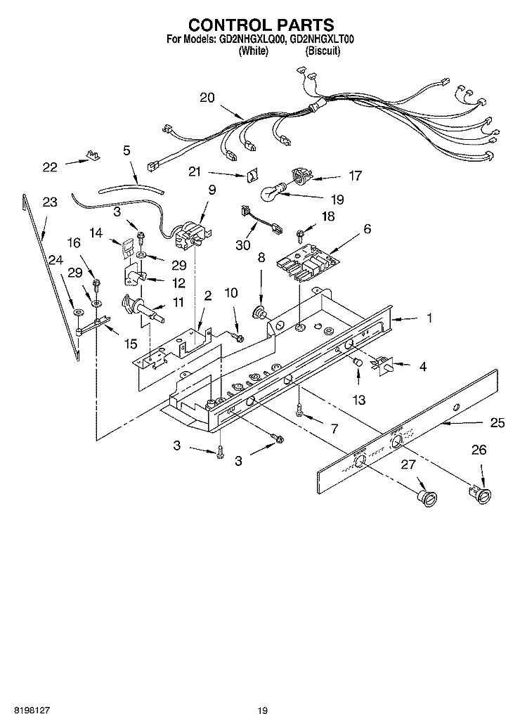 CONTROL Diagram and Parts List for GD2NHGXLQ00  Whirlpool Refrigerator