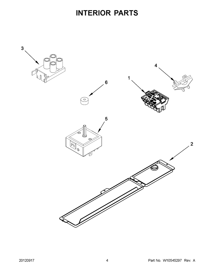 INTERIOR PARTS Diagram and Parts List for WCE52424AB0  Whirlpool Cooktop
