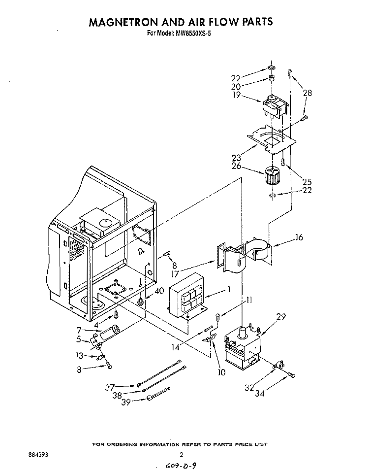 SECTION Diagram and Parts List for MW8550XS5  Whirlpool Microwave