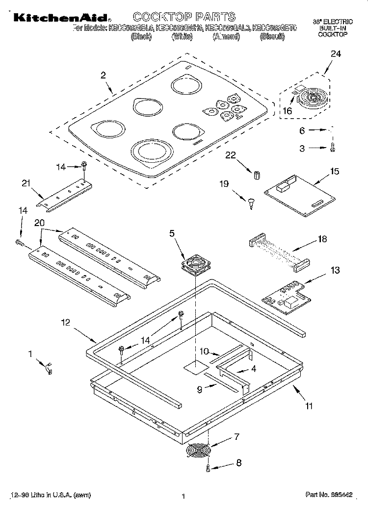 SECTION Diagram and Parts List for KECC568GAL0  KitchenAid Cooktop