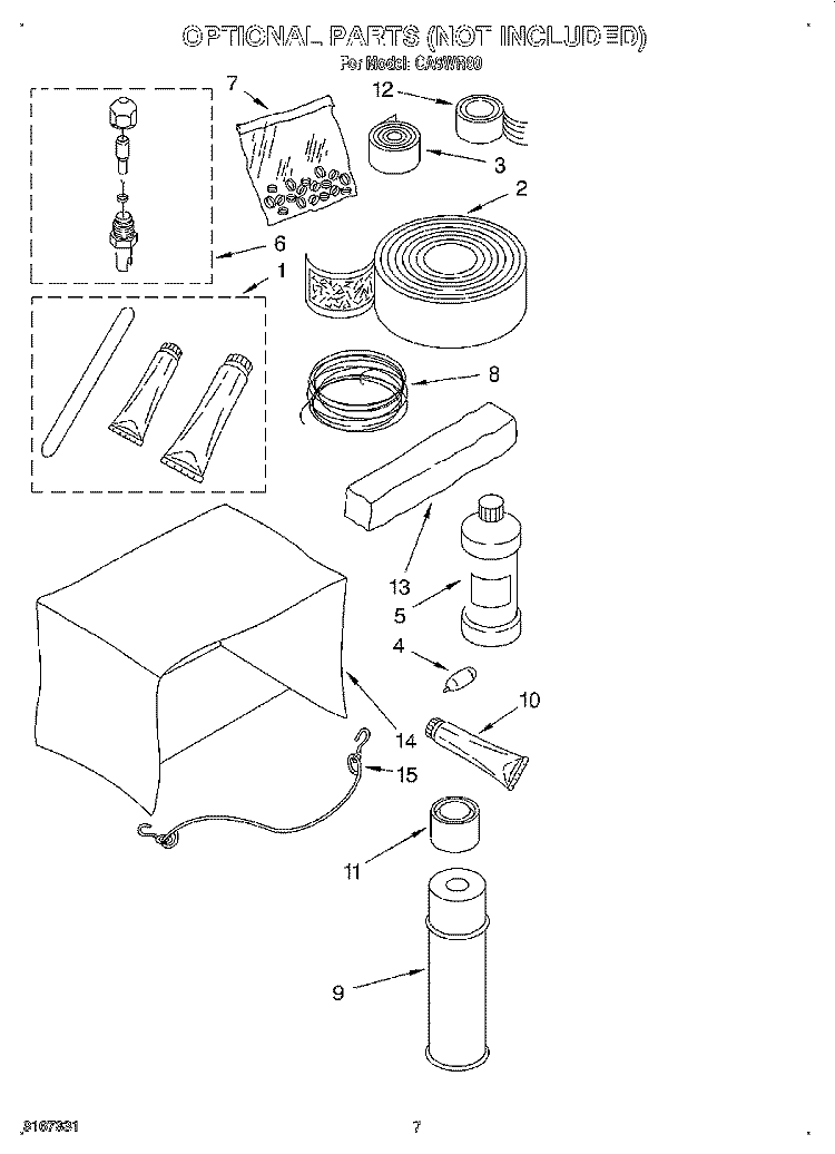OPTIONAL Diagram and Parts List for CA8WR90  Crosley Air Conditioner