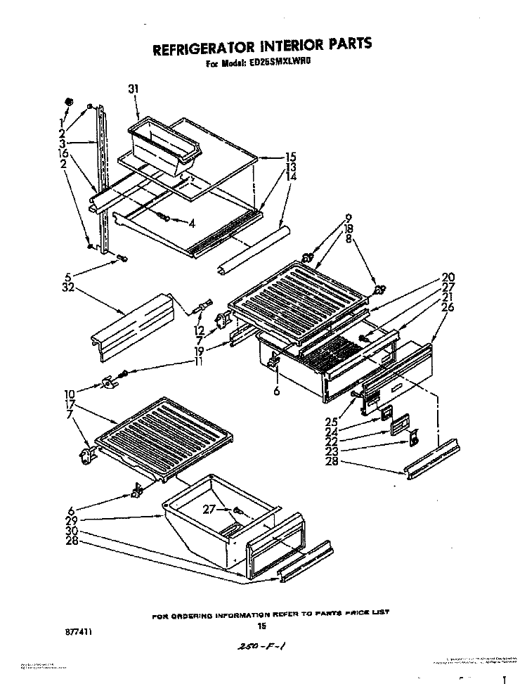 REFRIGERATOR INTERIOR, LIT/OPTIONAL Diagram and Parts List for ED25SMXLWR0  Whirlpool Refrigerator