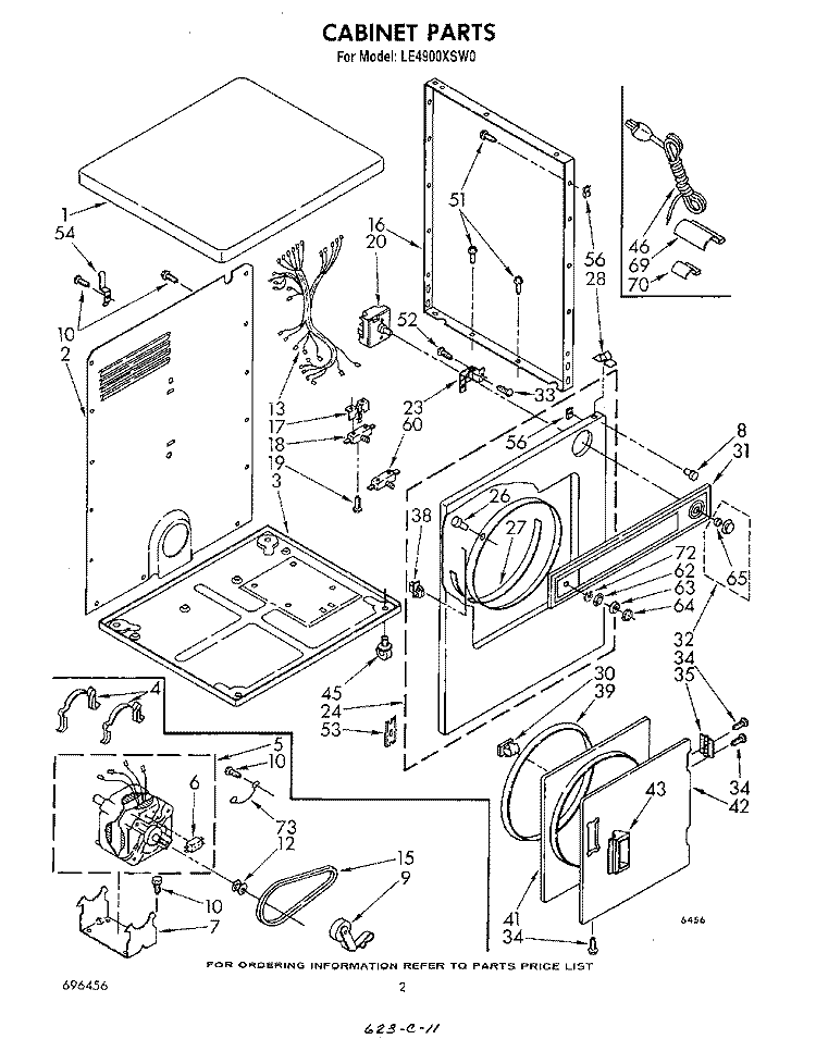SECTION Diagram and Parts List for LE4900XSW0  Whirlpool Dryer