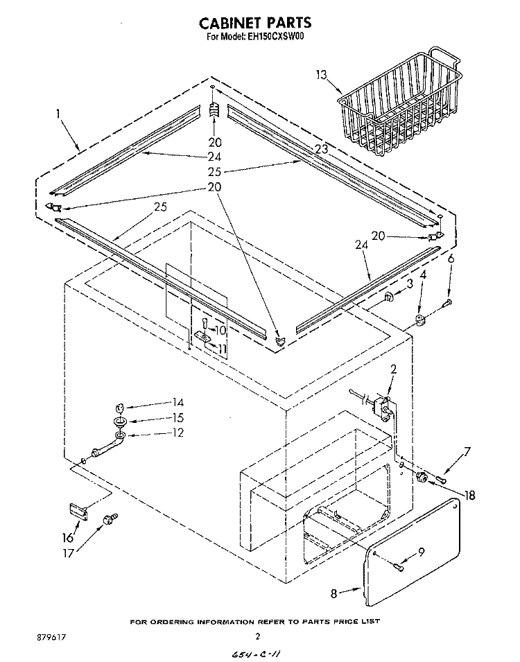 SECTION Diagram and Parts List for EH150CXSW00  Whirlpool Freezer