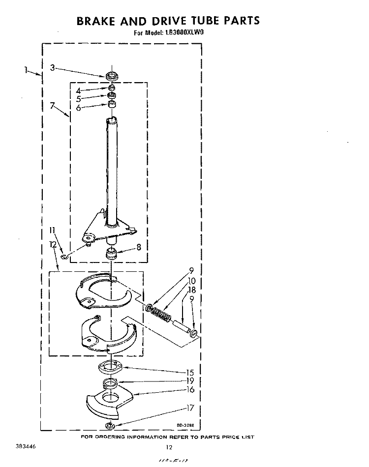 BREAK AND DRIVE TUBE Diagram and Parts List for LB3000XLW0  Whirlpool Washer
