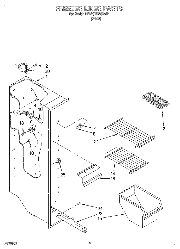 FREEZER LINER Diagram and Parts List for 6ED20TKXGW02  Whirlpool Refrigerator
