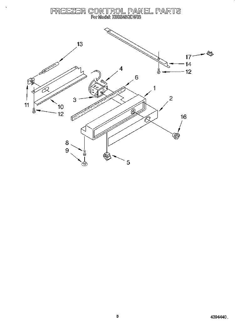 FREEZER CONTROL PANEL Diagram and Parts List for KSSS48QDW03  KitchenAid Refrigerator