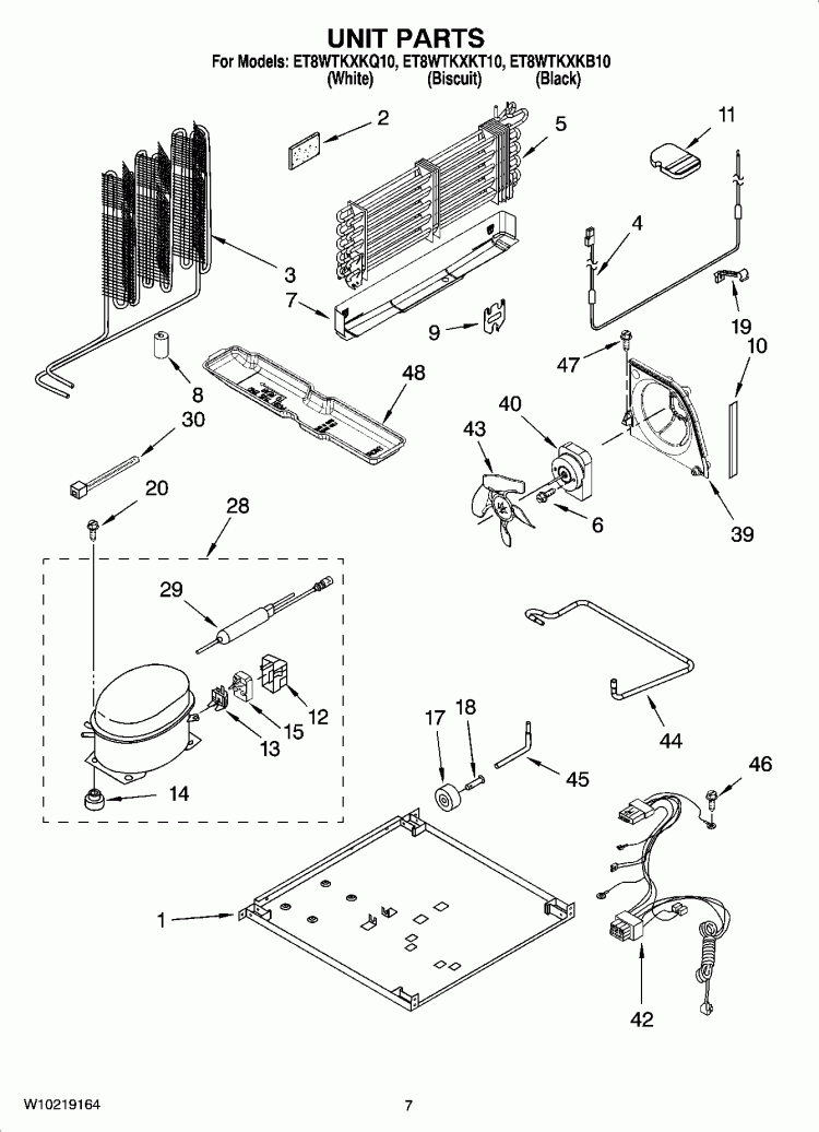 UNIT PARTS Diagram and Parts List for ET8WTKXKT10  Whirlpool Refrigerator