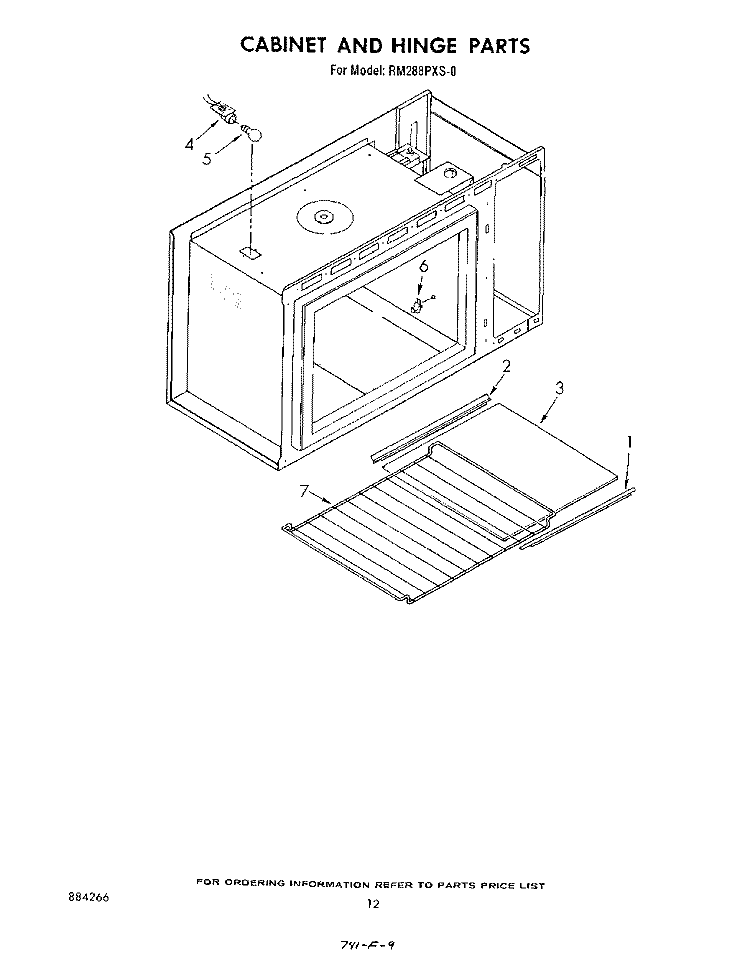 CABINET AND HINGE Diagram and Parts List for RM288PXS0  Whirlpool Microwave Oven Combo