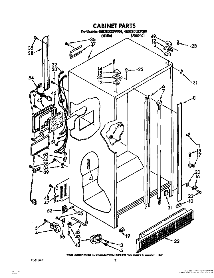 CABINET Diagram and Parts List for 4ED25DQXVW01  Whirlpool Refrigerator