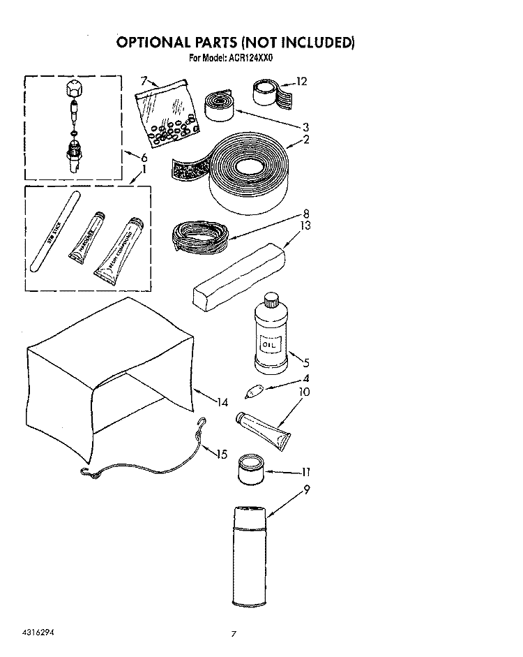 OPTIONAL Diagram and Parts List for ACR124XX0  Whirlpool Air Conditioner