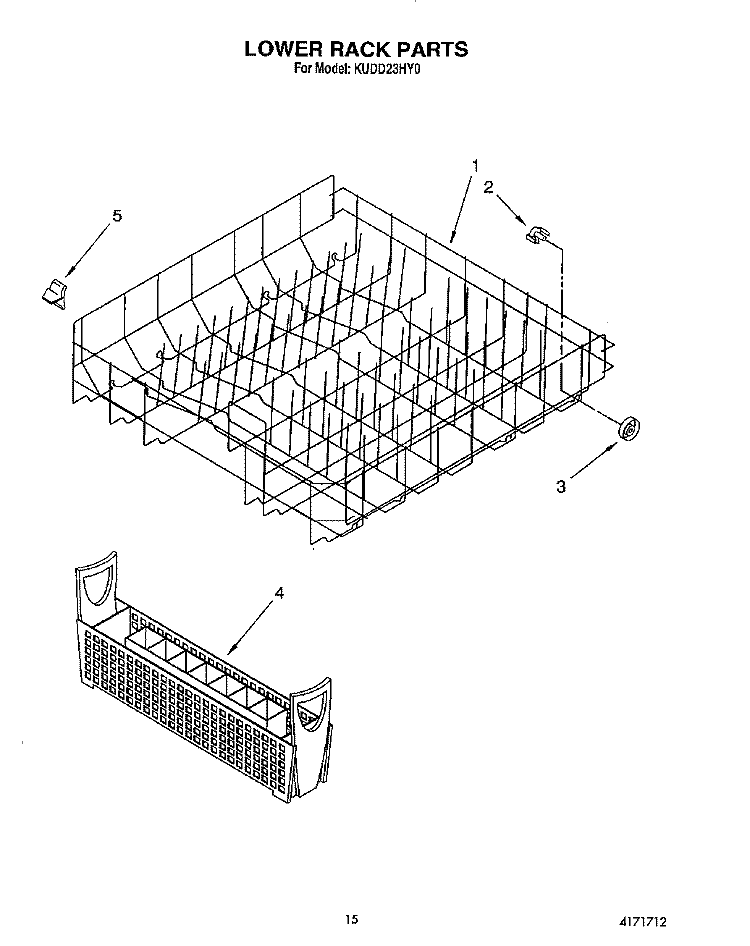 LOWER RACK Diagram and Parts List for KUDD23HY0  KitchenAid Dishwasher