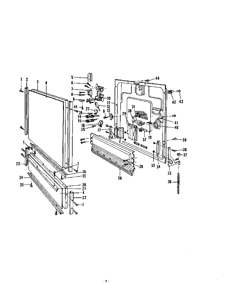 DOOR Diagram and Parts List for 8505L00  Roper Dishwasher