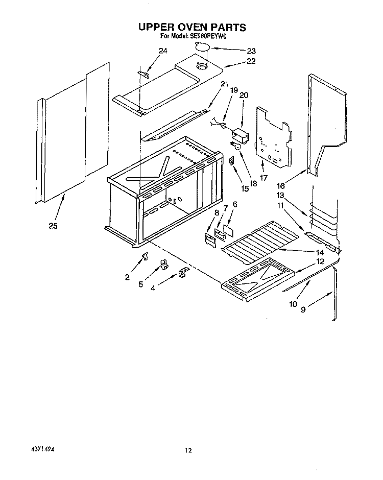 UPPER OVEN Diagram and Parts List for SE960PEYW0  Whirlpool Range