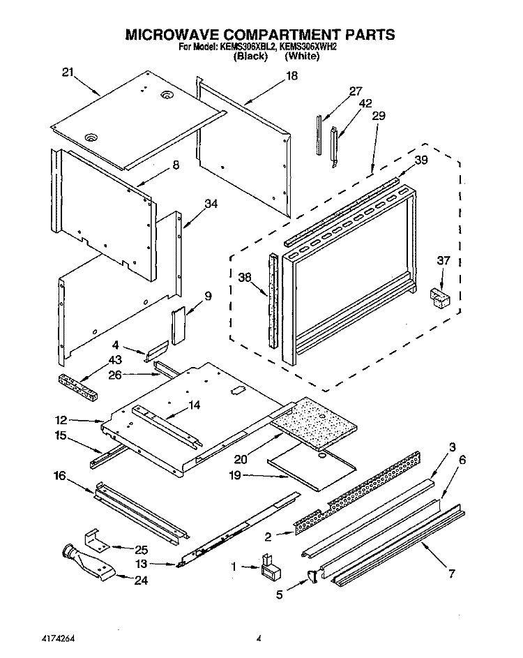 MICROWAVE COMPARTMENT Diagram and Parts List for KEMS306XBL2  KitchenAid Wall Oven