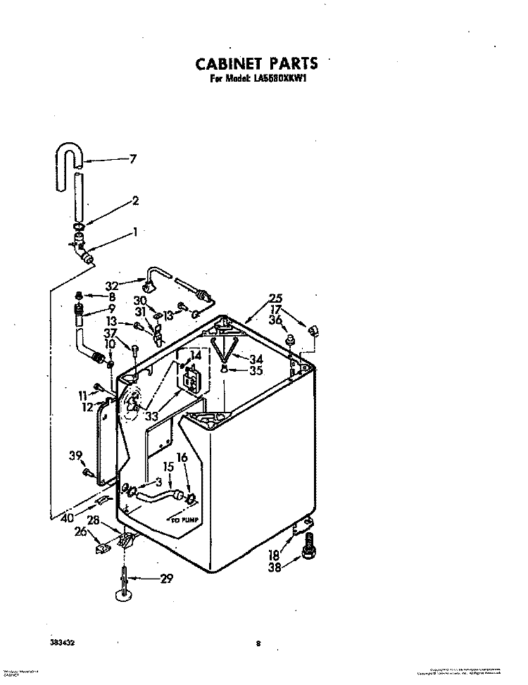CABINET Diagram and Parts List for LA5580XKW1  Whirlpool Washer