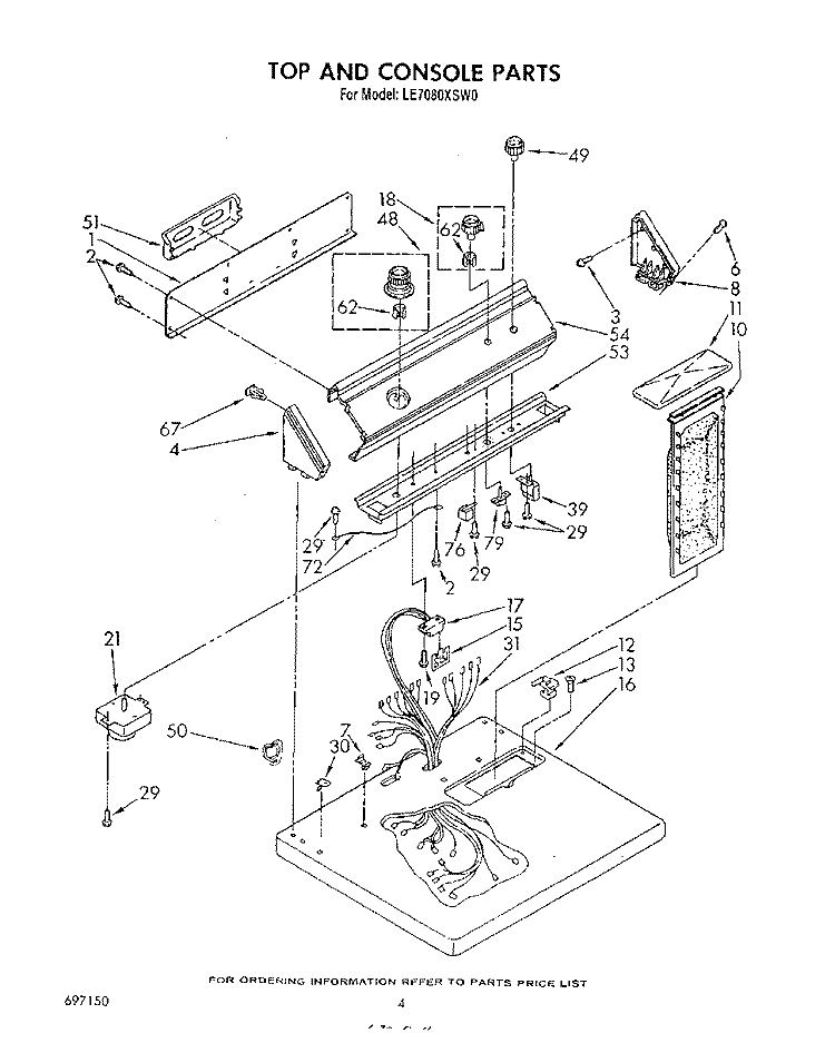 SECTION Diagram and Parts List for LE7080XSW0  Whirlpool Dryer
