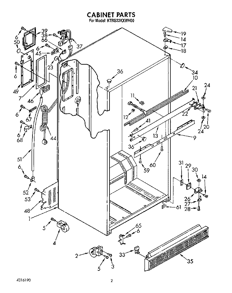 CABINET Diagram and Parts List for KTRS22KXAL00  KitchenAid Refrigerator