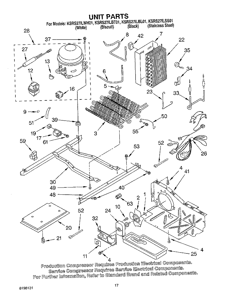 UNIT Diagram and Parts List for KSRS27ILSS01  KitchenAid Refrigerator