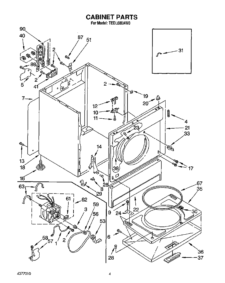 SECTION Diagram and Parts List for TEDL680AW0  Whirlpool Dryer