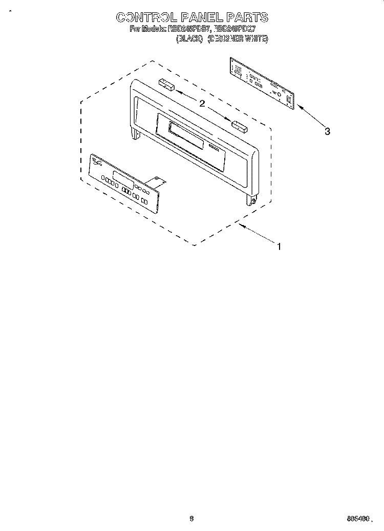 CONTROL PANEL Diagram and Parts List for RBD245PDQ7  Whirlpool Wall Oven