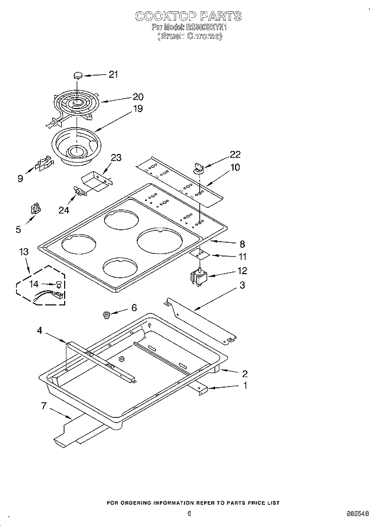COOKTOP Diagram and Parts List for RS660BXYH1  Whirlpool Range